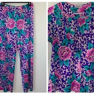 Vintage Vanity Fair Satin Purple Pajama Set Spring